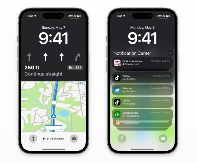 自贡苹果维修服务分享iOS17锁屏地图导航半屏显示长什么样 